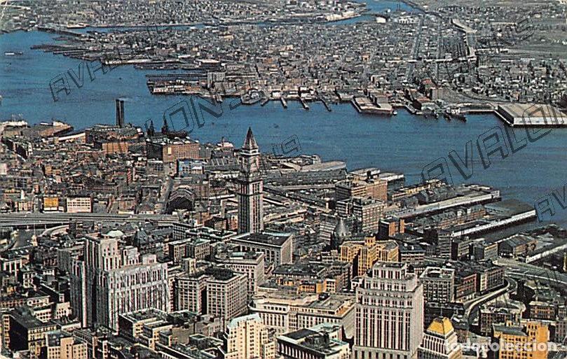 Postales: Vista a&eacute;rea de Boston y Boston Harbor , (Estados Unidos) - A&ntilde;os 60 - sin circular