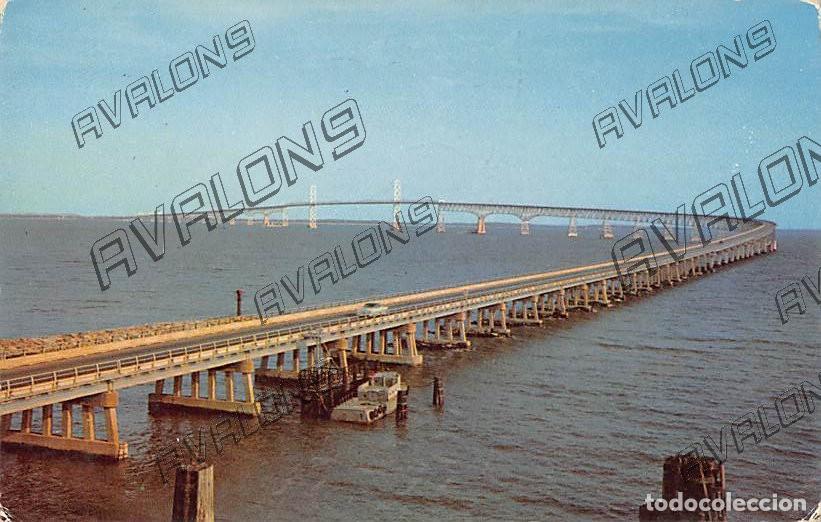 Postales: CHESAPEAKE BAY BRIDGE - Marylands, Annapolis (Estados Unidos) - A&ntilde;os 60 - Sin circular