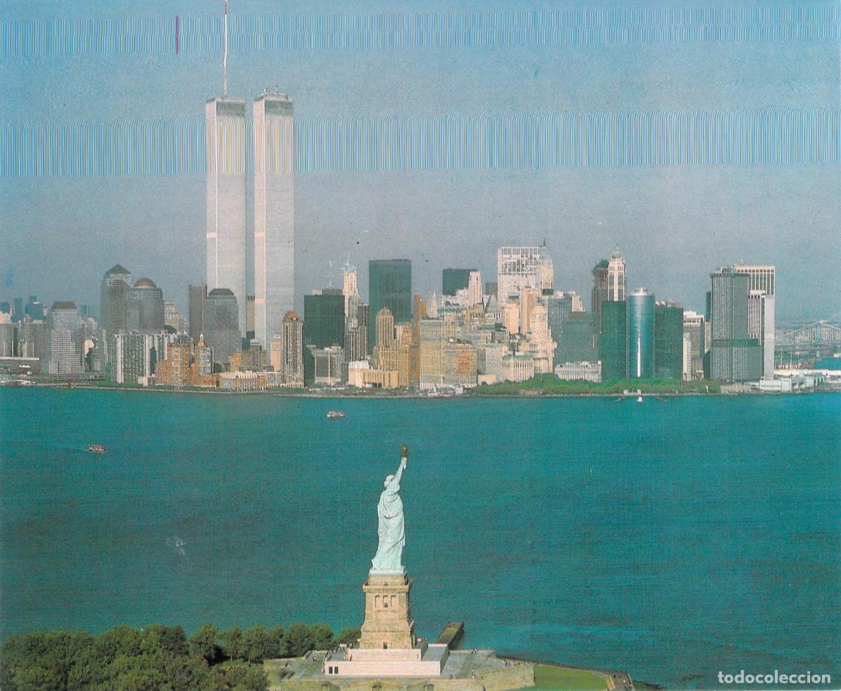 Cartes Postales: Postal de Nueva York con Estatua de la Libertad y Torres Gemelas