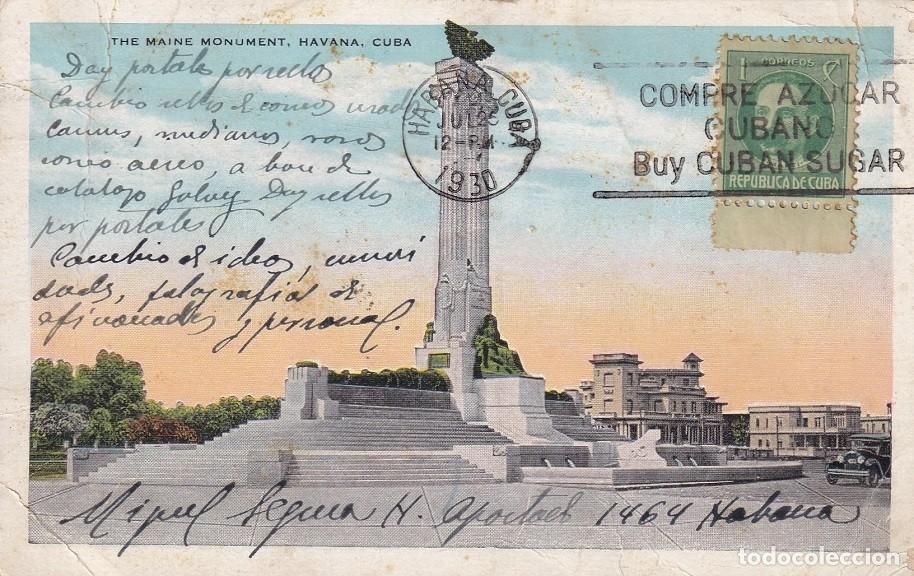 Postales: Cuba 1930 - Compre az&uacute;car cubano - The Maine monument , Havana , Cuba