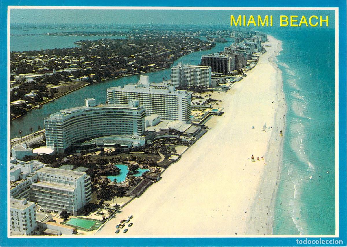 Postais: Postal de Vista A&eacute;rea de Miami Beach y Hotel Fontainebleau Hilton