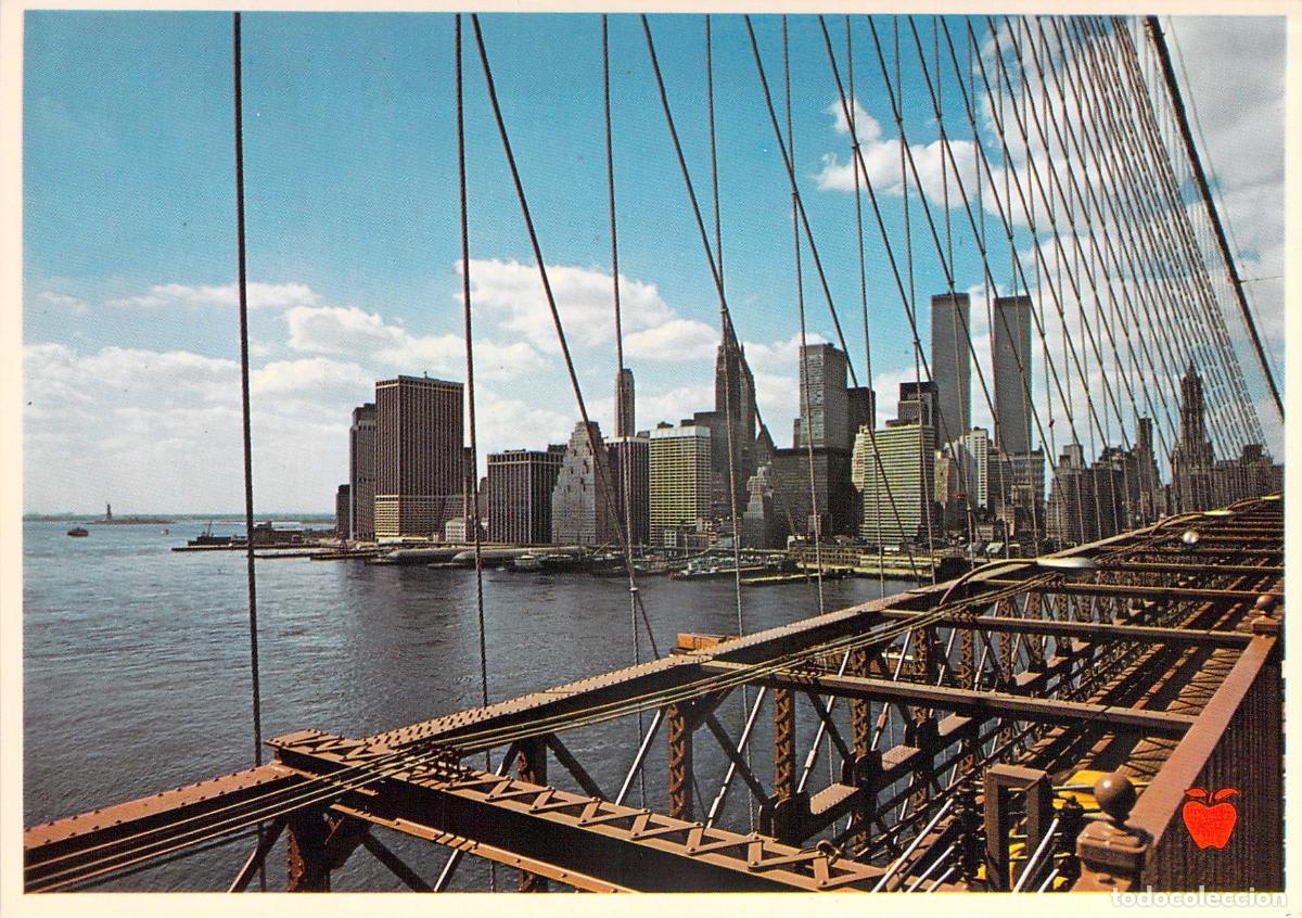 Postales: Postal de Nueva York: Lower Manhattan desde el Puente de Brooklyn