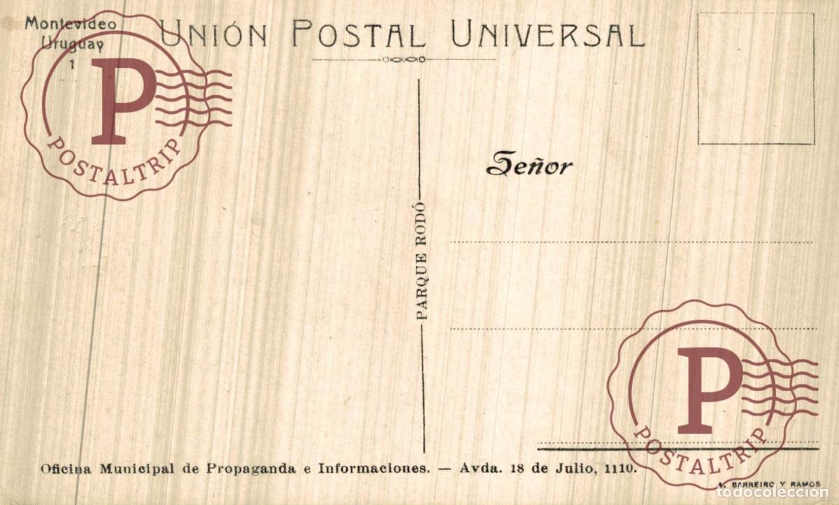 Postales: URUGUAY. MONTEVIDEO. PARQUE RODO. TRANVIA. TRAMWAY. - Foto 2