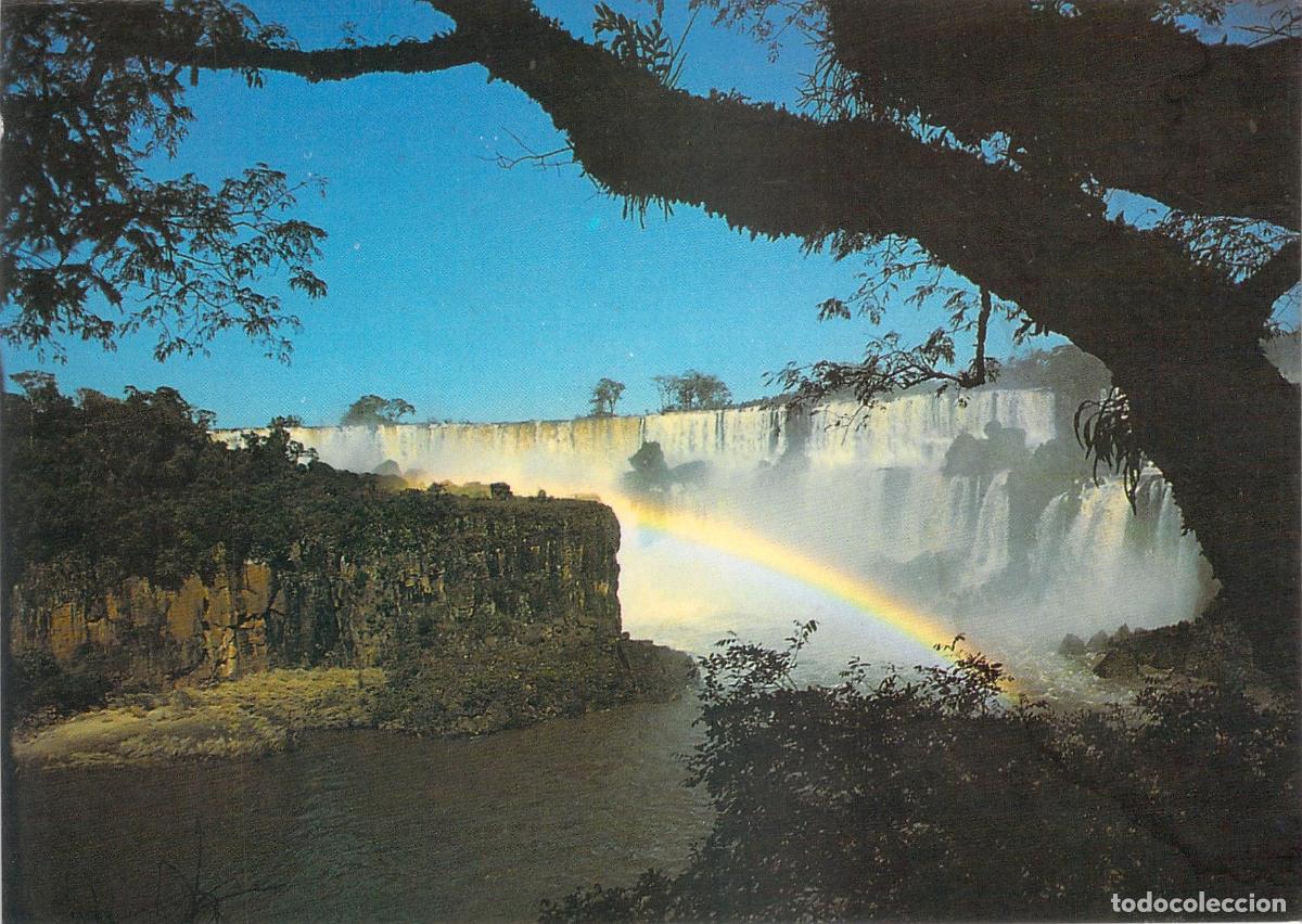Postales: Tarjeta Postal Cataratas del Iguaz&uacute; con Arco Iris Foz do Igua&ccedil;u Brasil