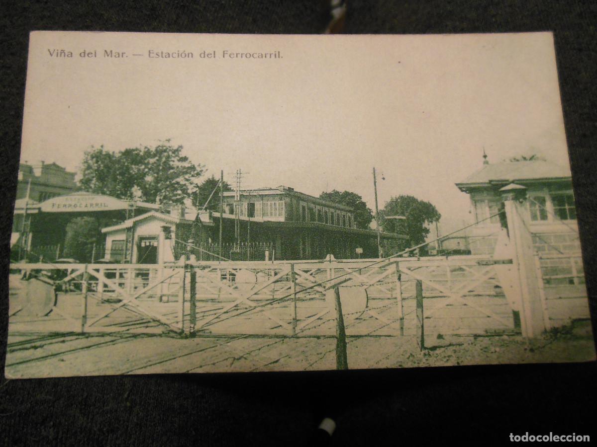 Postales: TARJETA POSTAL DE VI&Ntilde;A DEL MAR CHILE ESTACI&Oacute;N DEL FERROCARRIL