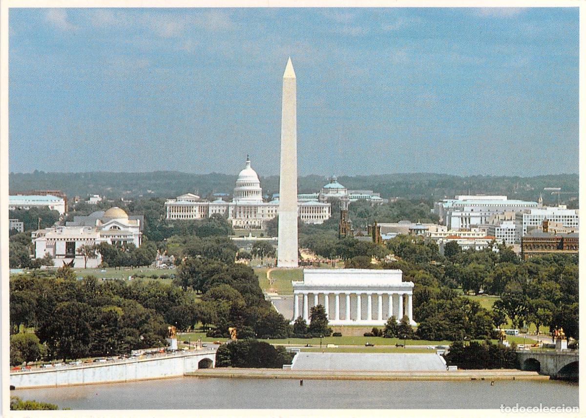 Postales: Postal de Washington D.C. Monumento a Washington y Capitolio
