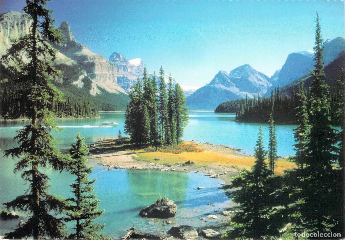 Postales: Postal Lago Maligne y Spirit Island Parque Nacional Jasper Canad&aacute;