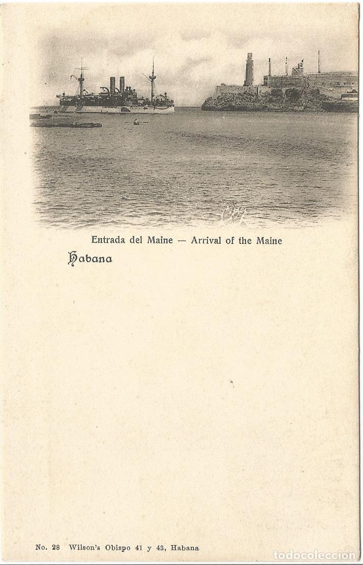 Postales: Guerra de Cuba 1898. Entrada del USS Maine en la Habana en Febrero de 1898. Sin circular.