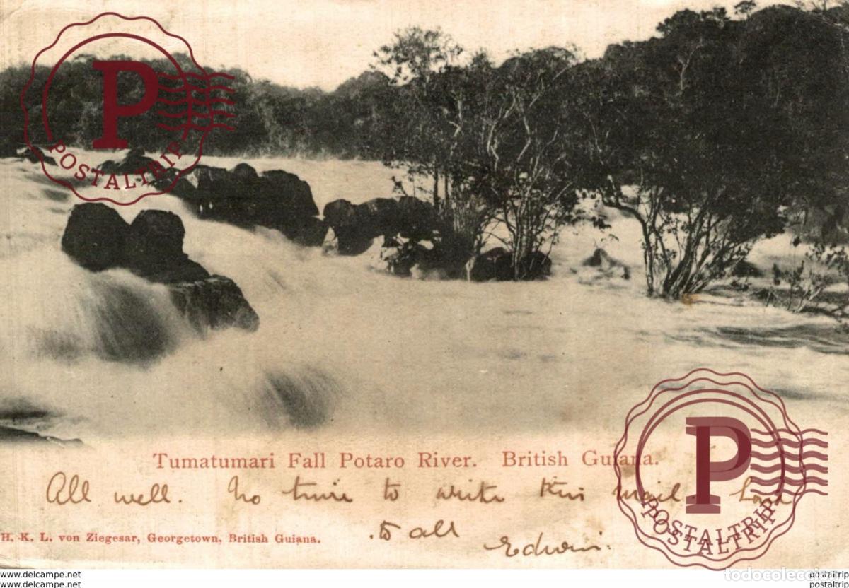 Postales: TUMATUMARI FALL POTARO RIVER BRITISH GUIANA GUYANE BRITANNIQUE GUAYANA