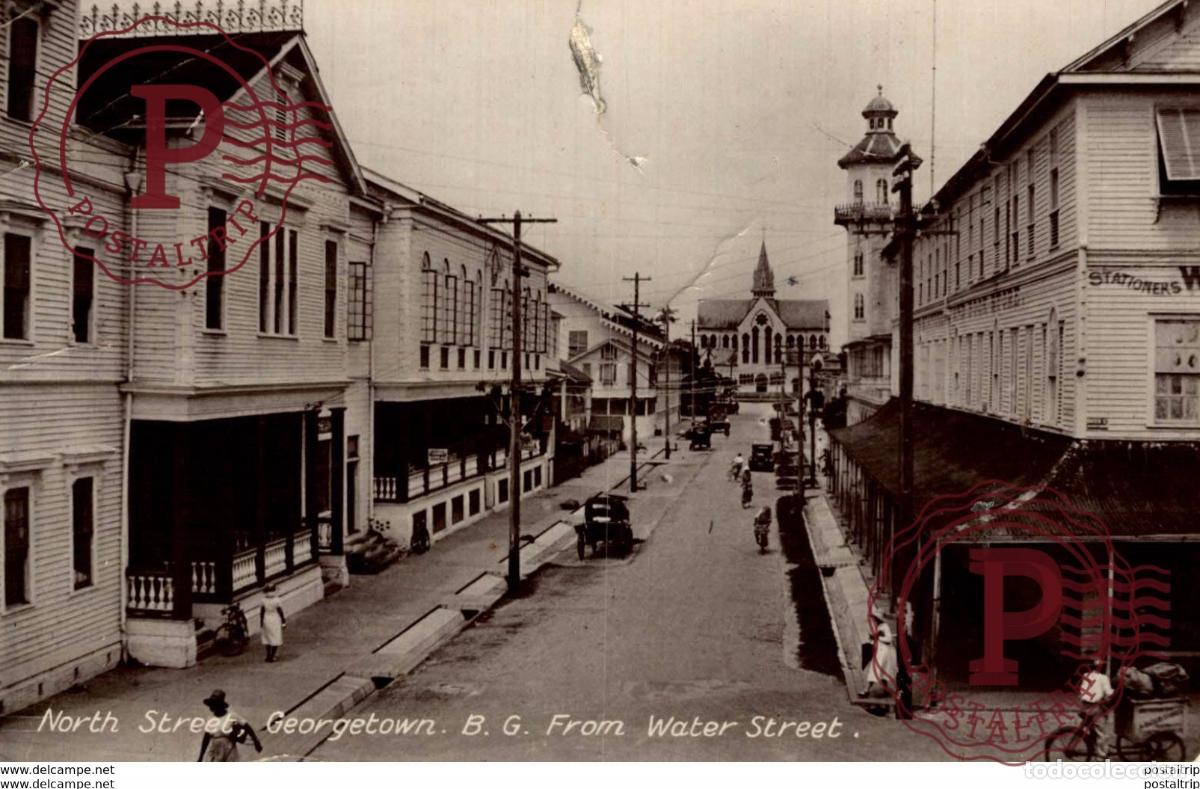 Postales: RPPC SON VRACKS AND TEARS SEE SCAN NORTH STREET FROM WATER STR GEORGETOWN BRITISH GUIANA GUYANE