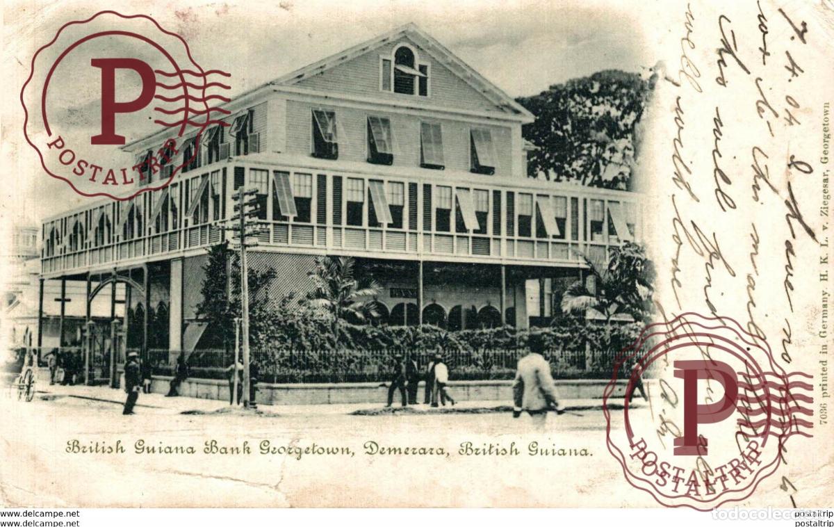 Postales: BANK GEORGETOWN DEMERARA SOUTH AMERICA SMALL TEAR SEE SCAN BRITISH GUIANA GUYANE BRITANNIQUE GUAYANA