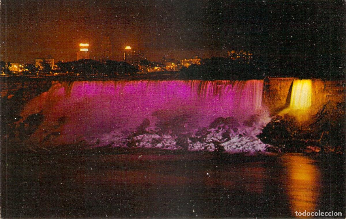 Postales: Postal de las Cataratas Americanas Iluminadas, Ni&aacute;gara Canad&aacute;