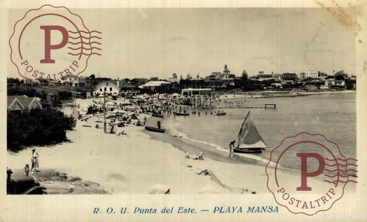 Postkarten: URUGUAY. PUNTA DEL ESTE. PLAYA MANSA. RPPC FOTOGRAFICA