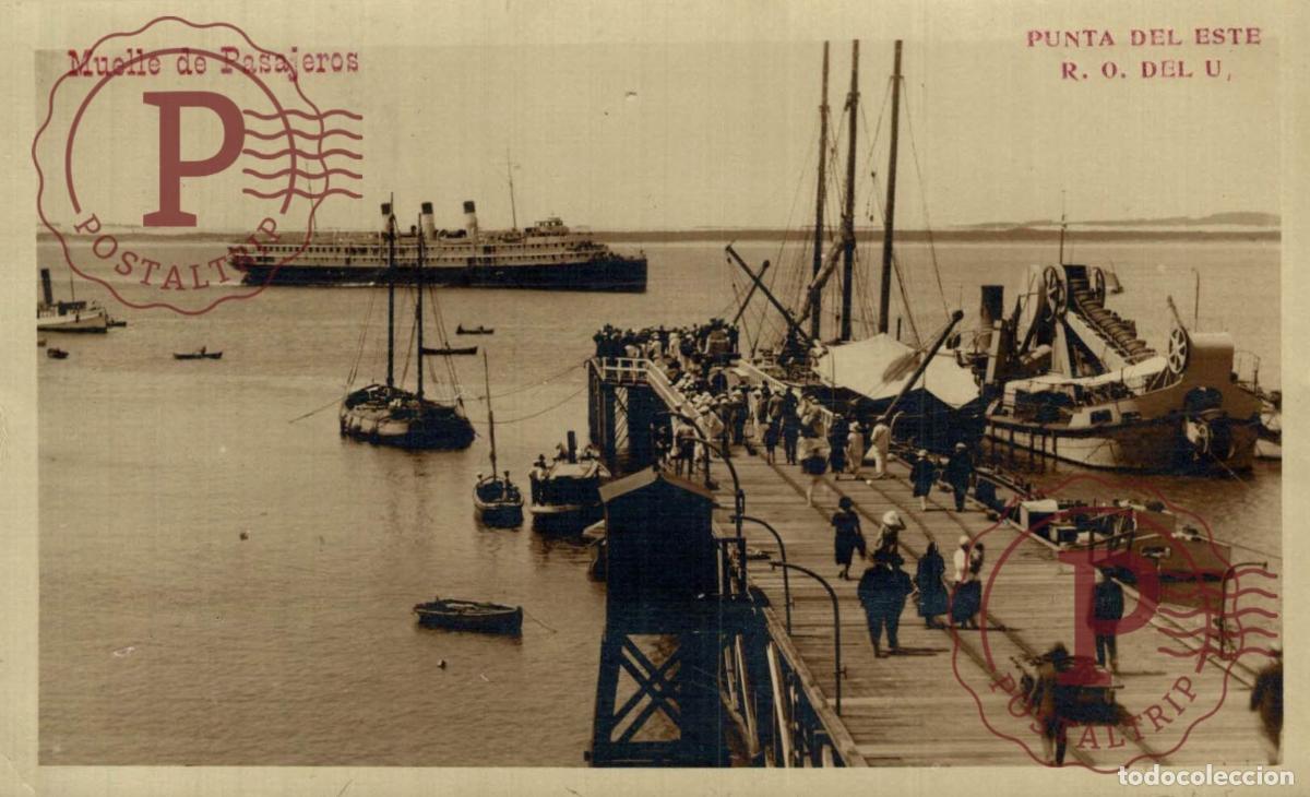 Postales: URUGUAY. PUNTA DEL ESTE. MUELLE DE PASAJEROS. BARCO SHIP. BATEAU. RPPC FOTOGRAFICA