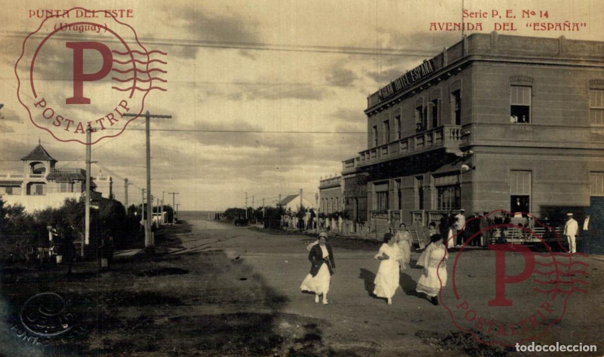 Postales: URUGUAY. PUNTA DEL ESTE. AVENIDA DEL ESPA&Ntilde;A. SERIE P. E. N&ordm; 14 J. CUBELA RPPC FOTOGRAFICA