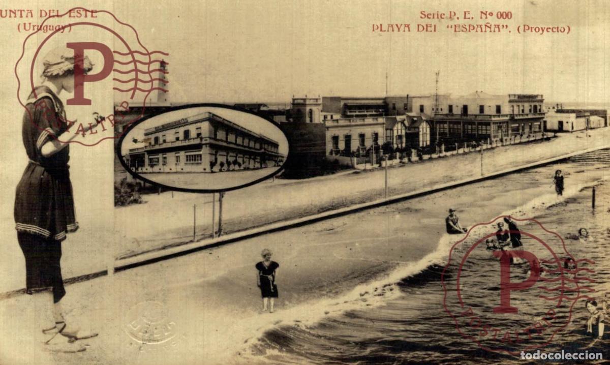 Postales: URUGUAY. PUNTA DEL ESTE. PLAYA DEL ESPA&Ntilde;A PROYECTO. J. CUBELA. SERIE P. E. N&ordm; 000 RPPC FOTOGRAFICA