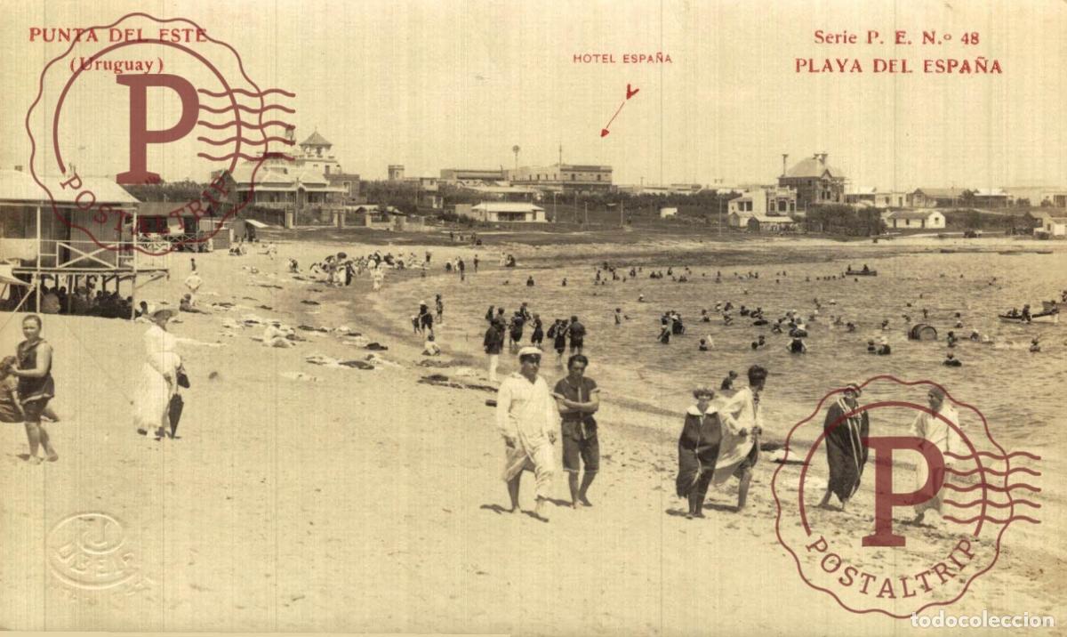 Postales: URUGUAY. PUNTA DEL ESTE. PLAYA DEL ESPA&Ntilde;A. HOTEL ESPA&Ntilde;A. J. CUBELA. SERIE P. E. N&ordm; 48 RPPC FOTOGRAFI