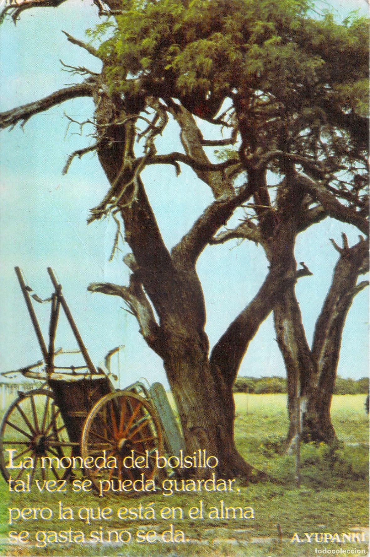 Postales: Postal con frase de Atahualpa Yupanqui y paisaje rural argentino