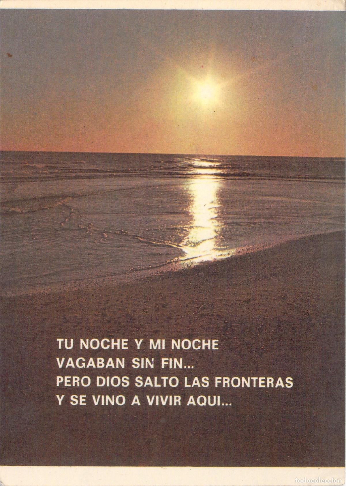 Postales: Postal con paisaje de atardecer y mensaje religioso en espa&ntilde;ol