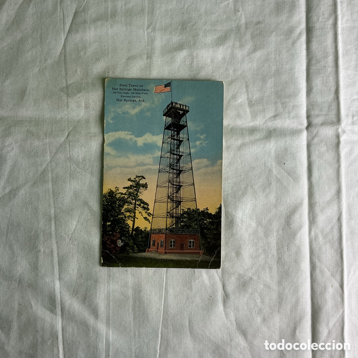 Postales: Postal Hot Springs Arkansas Steel Tower Color Original de la &eacute;poca 1918