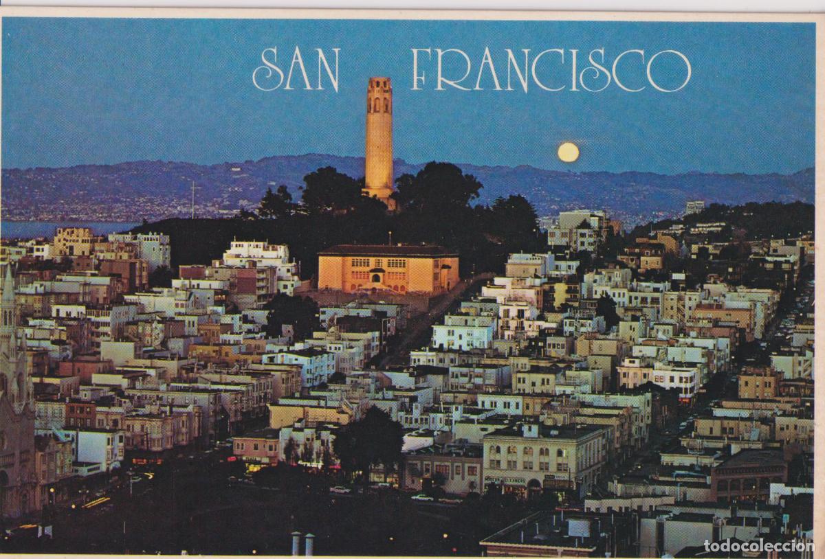 Postales: SAN FRANCISCO (CALIFORNIA) MAJESTIC COIT TOWER, NOCHE DE LUNA LLENA - ELEGANTE E-53 - S/C