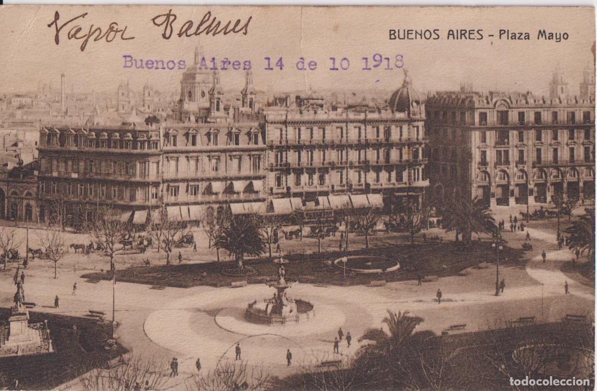 Postales: ARGENTINA, BUENOS AIRES, PLAZA MAYOR &ndash; CIRCULADA 1918