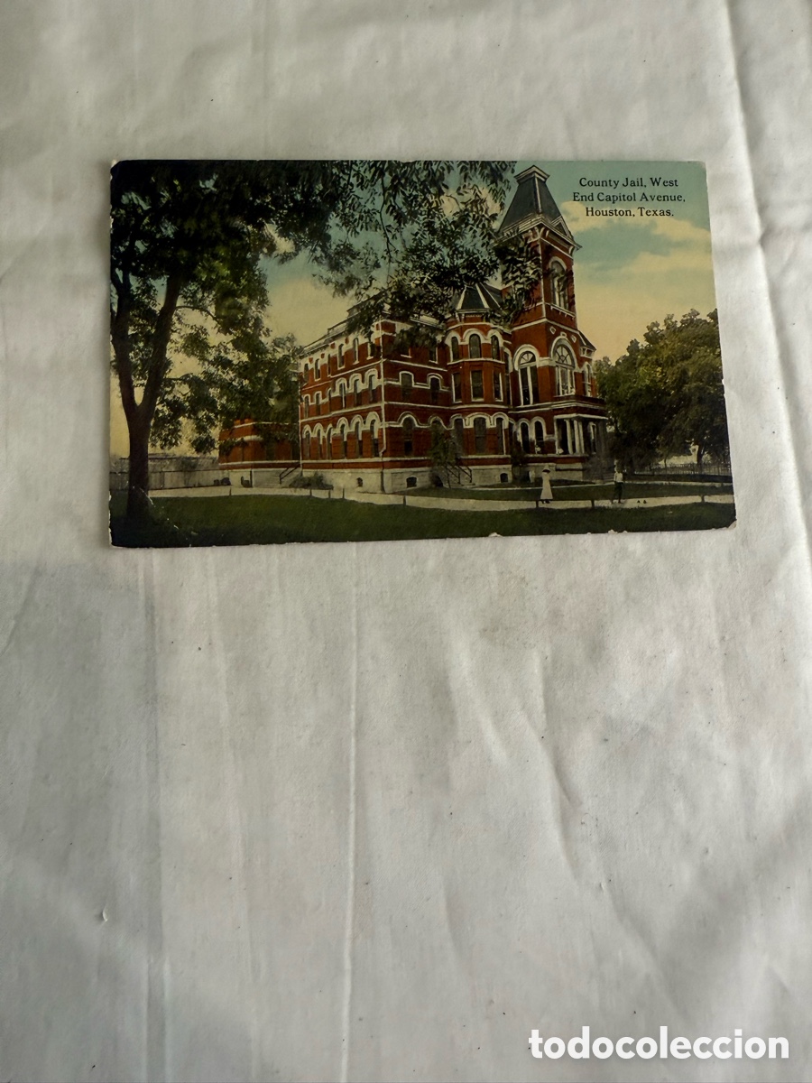 Postales: Postal Houston Texas County Jail color original de la &eacute;poca 1912
