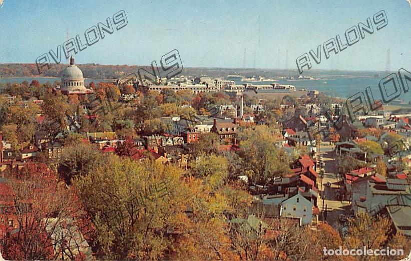 Postales: Vista a&eacute;rea de U.S. Naval Academy Annapolis - Maryland - U.S.A. a&ntilde;os 50 o 60 - Sin circular