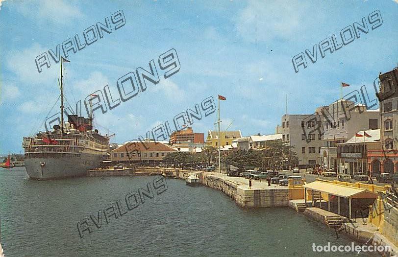 Postcards: The Waterfront HAMILTON (Bermuda) - Sin circular, a&ntilde;os 50 o 60
