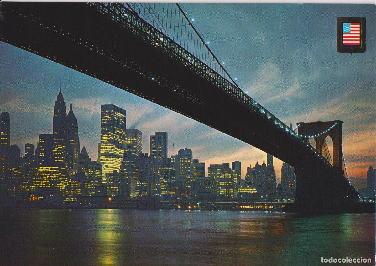 Postales: E.U.A. NEW YORK, PUENTE DE BROOKLYN &ndash; ESCUDO DE ORO &ndash; CINCO CONTINENTES N&ordm;7 &ndash; S/C