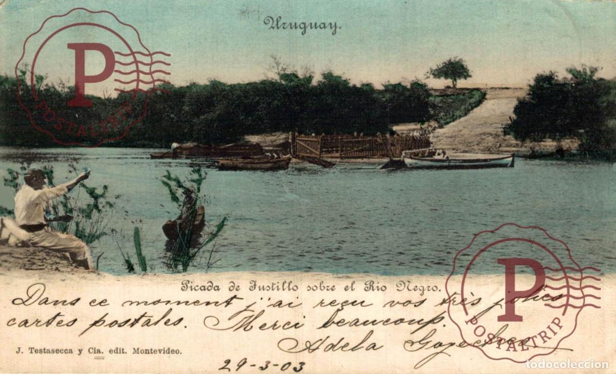 Postales: URUGUAY. PICADA DE FUSTILLO SOBRE EL RIO NEGRO ED J. TESTASECCA