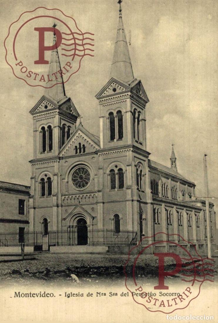 Postales: URUGUAY. MONTEVIDEO. IGLESIA DE NTRA SRA DEL PERPETUO SOCORRO peque&ntilde;a rotura en el lateral dcho
