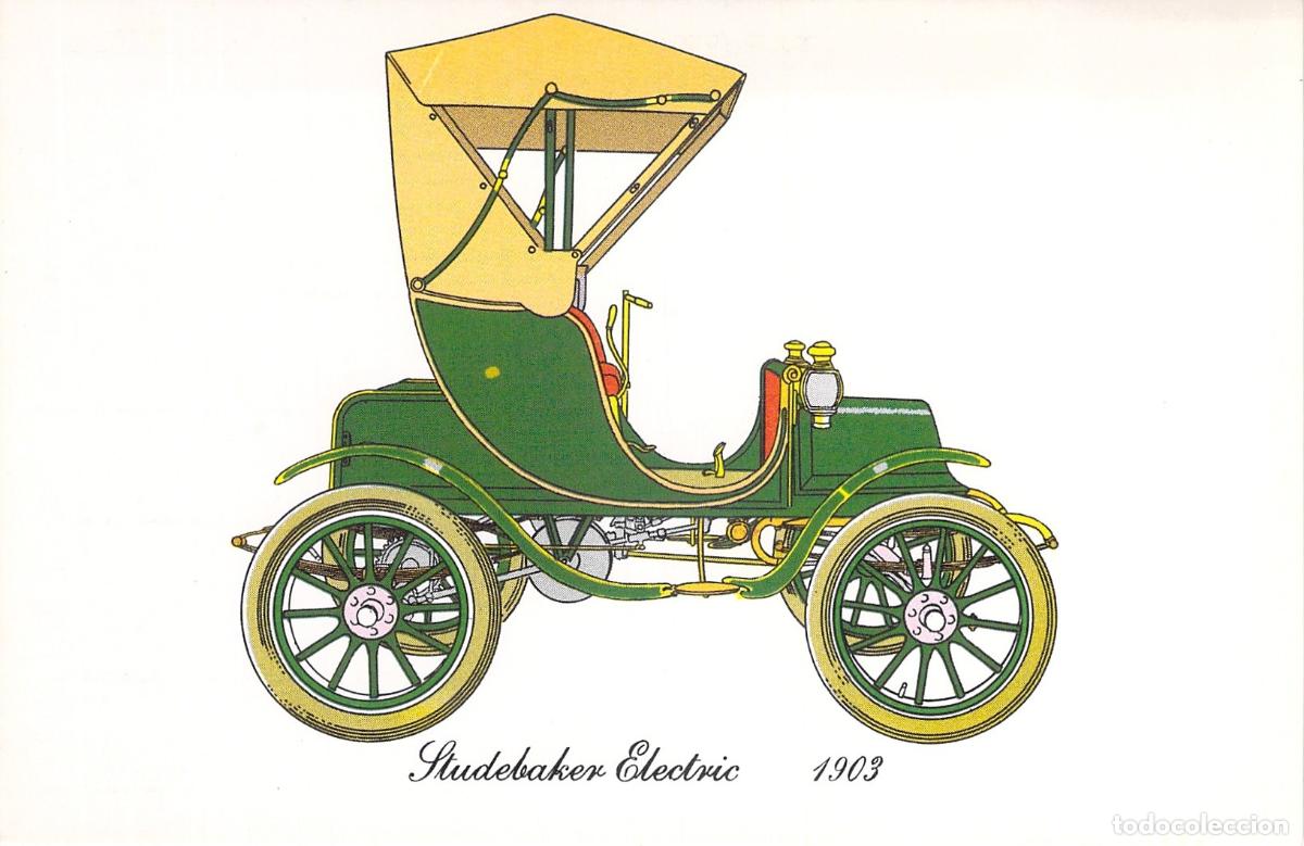 Postales: Postal ilustrada de coche cl&aacute;sico Studebaker Electric