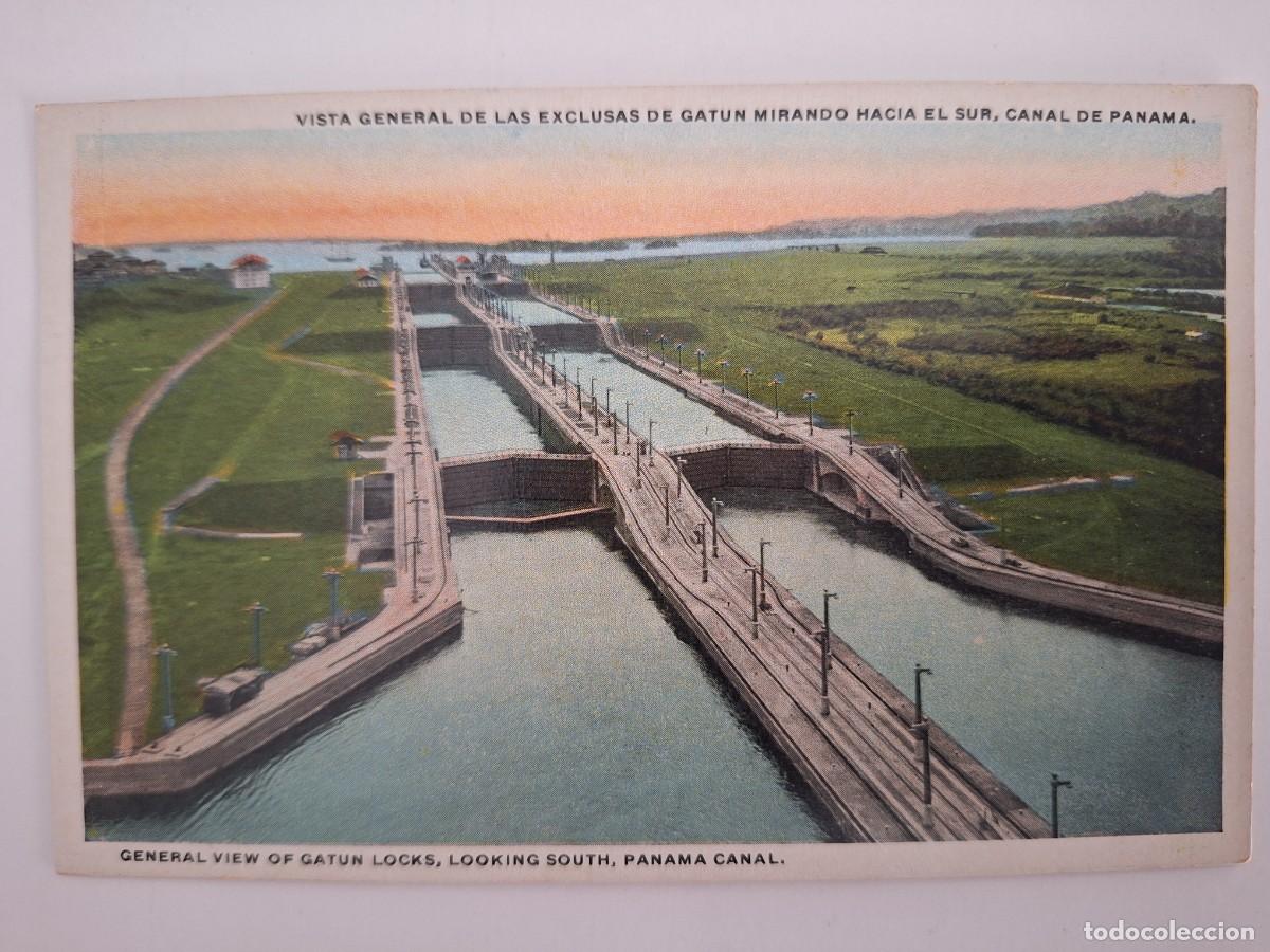 Postales: ANTIGUA POSTAL VISTA GENERAL EXCLUSAS DE GATUN MIRANDO HACIA EL SUR CANAL PANAMA RV 2921