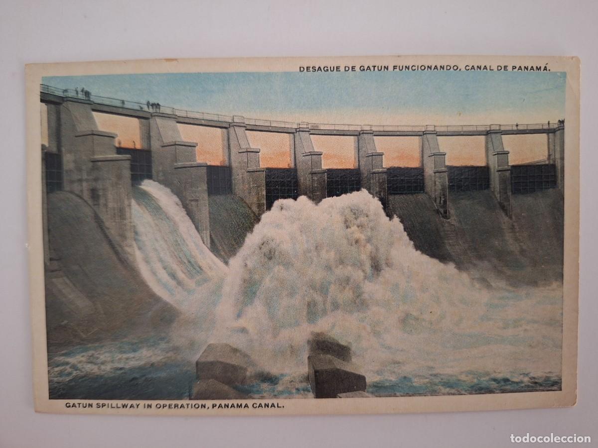 Postales: ANTIGUA POSTAL DESAGUE DE GATUN FUNCIONANDO CANAL PANAMA RV 2922