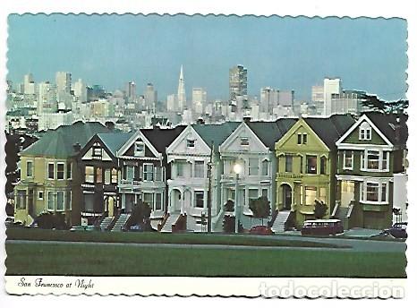 Postales: &rdquo; THE VICTORIAN HOUSES &rdquo;.- SAN FRANCISCO AT NIGHT.- USA