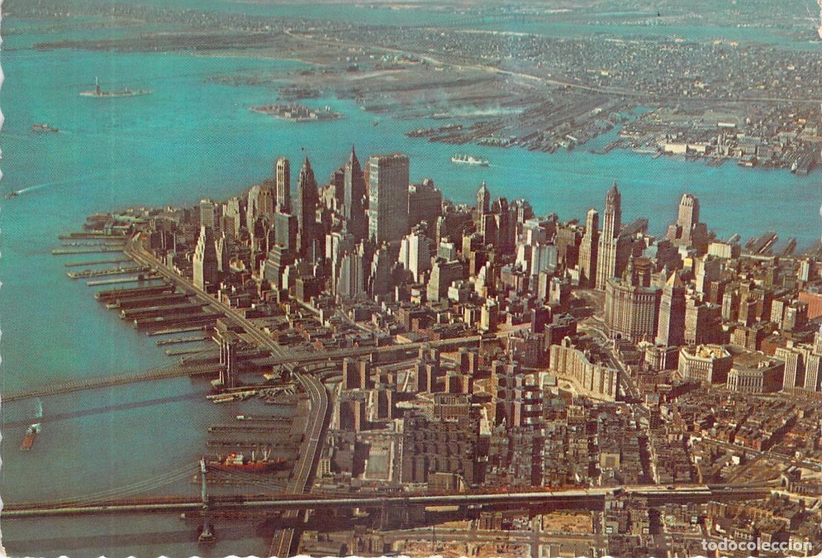 Postales: Postal de Nueva York Vista A&eacute;rea del Bajo Manhattan