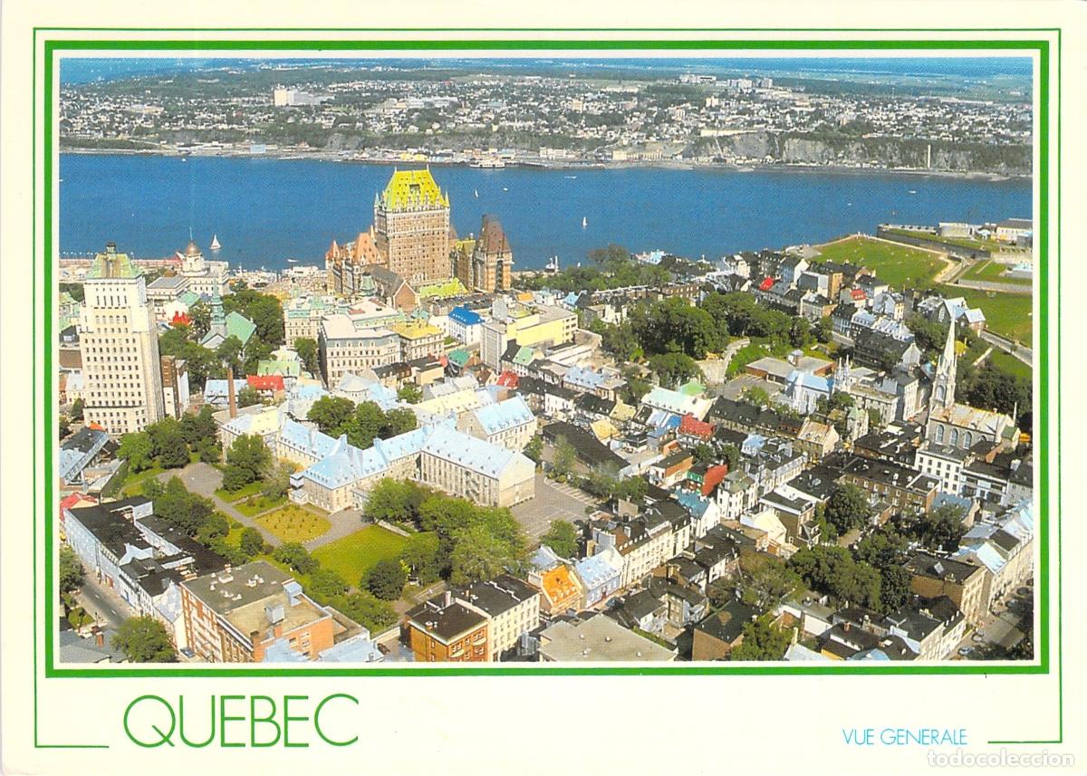 Postales: Postal de vista panor&aacute;mica de la ciudad de Quebec y el Castillo Frontenac