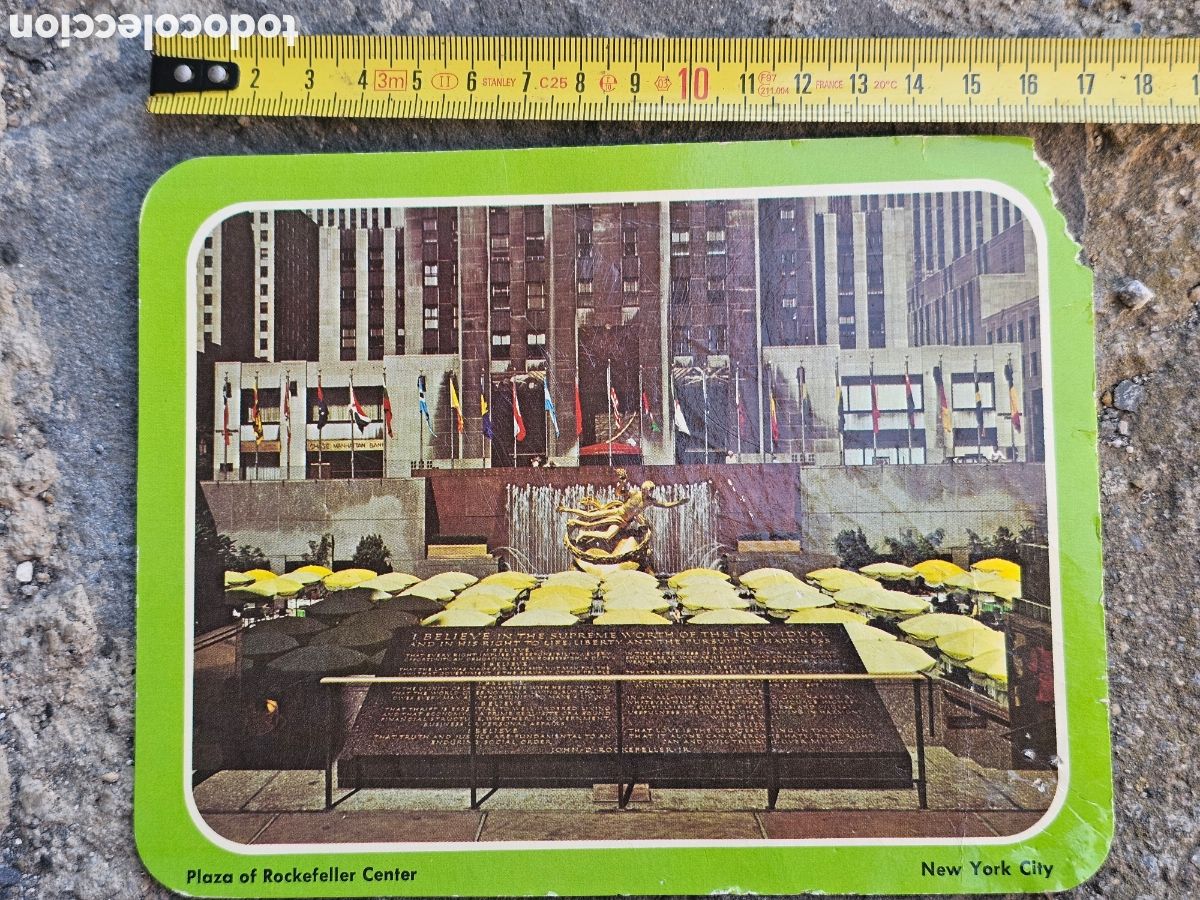 Postales: ​Tarjeta Postal grande Vintage &rdquo;Plaza of Rockefeller Center&rdquo; - Nueva York (Dexter Press / Manhattan