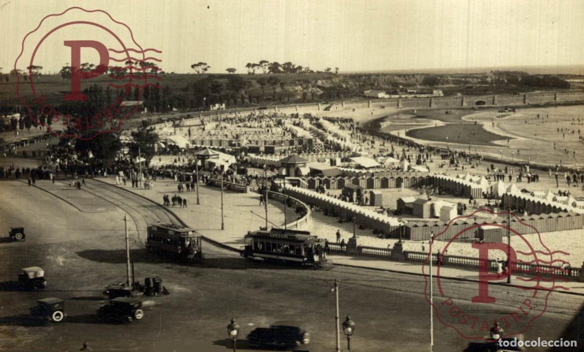 Postkarten: URUGUAY. MONTEVIDEO. PLAYA RAMIREZ. RPPC FOTOGRAFICA TRANVIA TRAMWAY