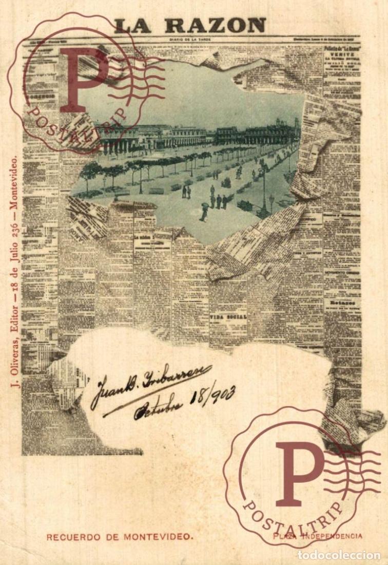 Postales: URUGUAY. MONTEVIDEO LA RAZON. PLAZA INDEPENDENCIA. PERIODICO. NEWSPAPER