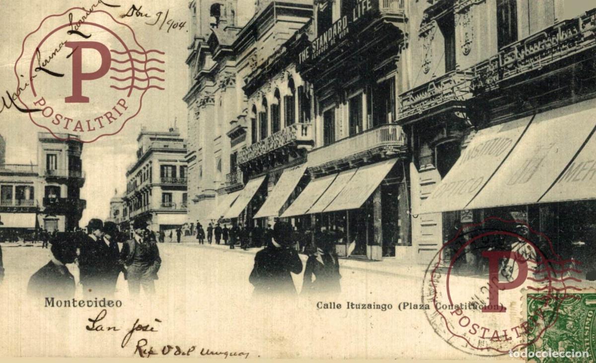 Postales: URUGUAY. MONTEVIDEO. CALLE ITUZAINGO. PLAZA CONSTITUCION.