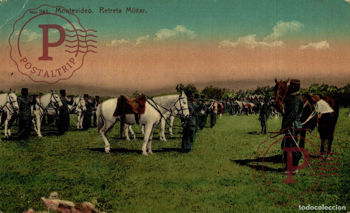 Postales: URUGUAY. MONTEVIDEO. RETRETA MILITAR.