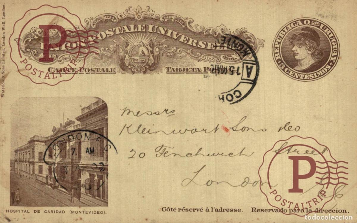 Postales: Uruguay 1902: Entero Postal 3c Waterlow & Sons. Marca London & Brazilian Bank MVD