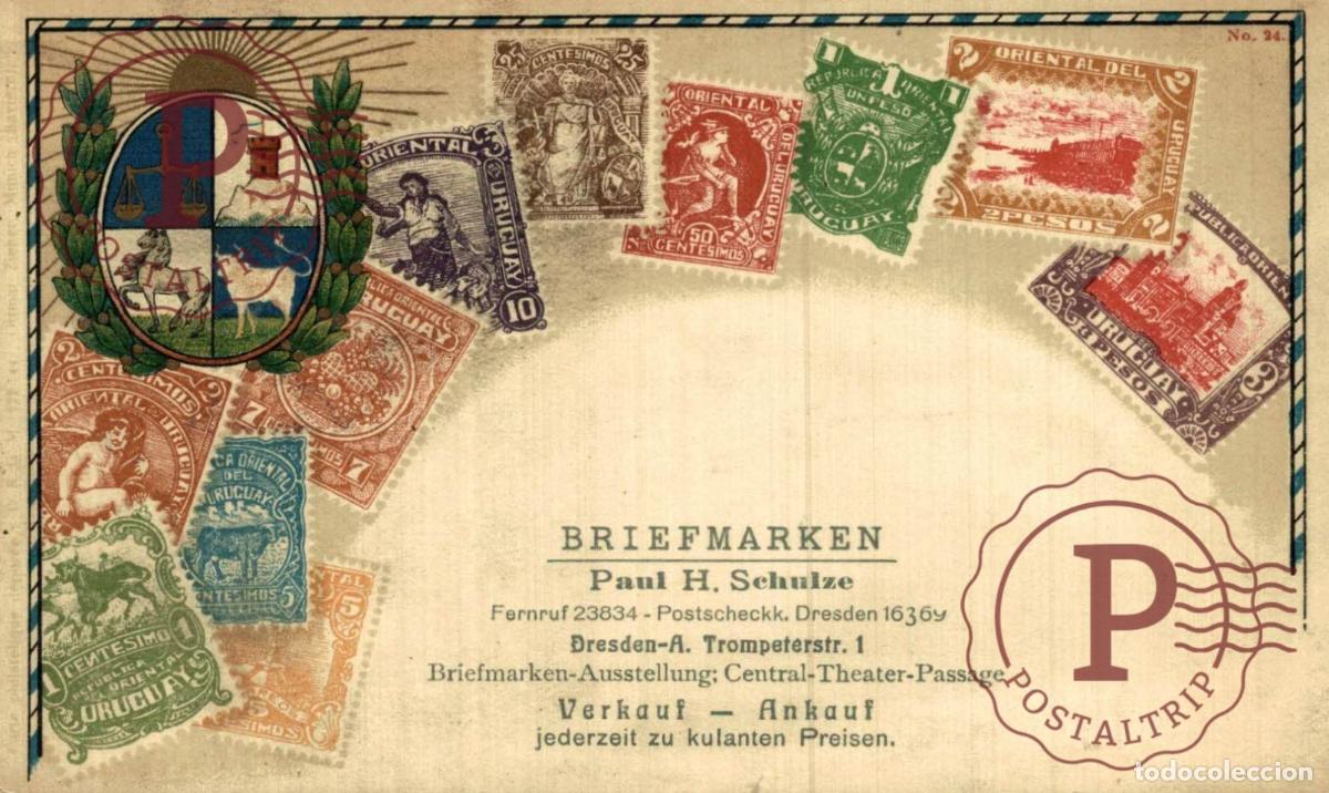 Postales: Uruguay: Ottmar Zieher N&ordm; 24. Publicidad comerciante sellos Dresden PAUL H. SEHULZE
