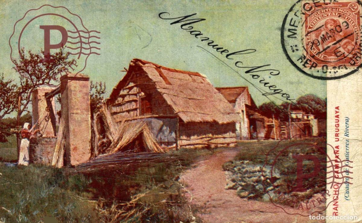Postales: URUGUAY. RANCHO, CAMPA&Ntilde;A URUGUAYA. CUADRO DE GUTIERREZ RIVERA