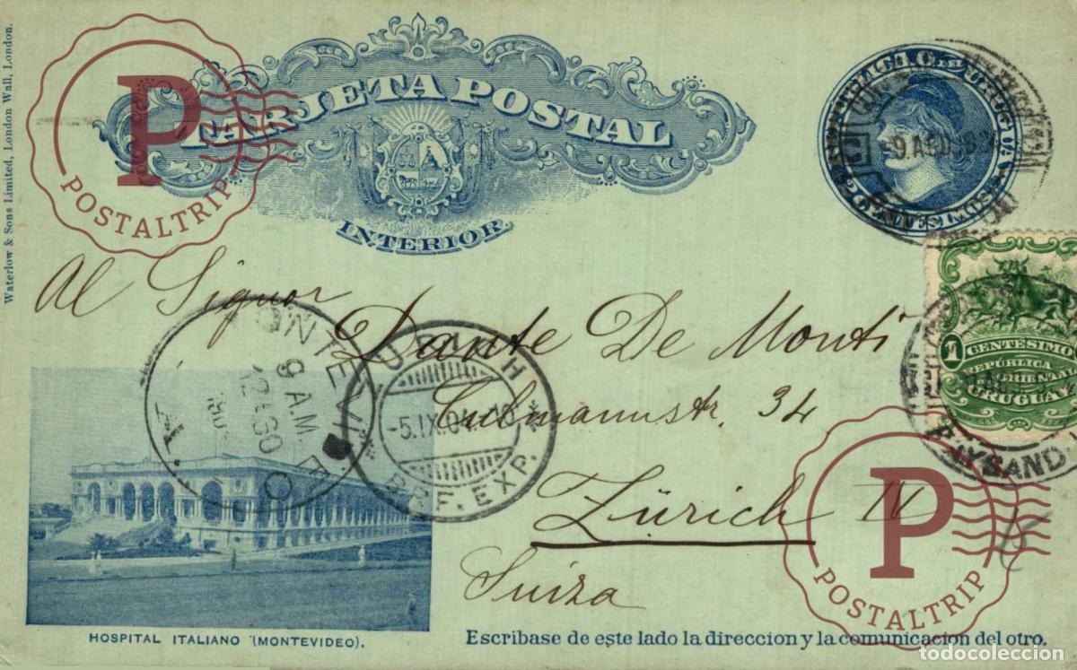 Postales: Uruguay 1904: Entero Interior + 1c a Suiza. Texto menciona Guerra Civil. Matasellos Paysand&uacute;