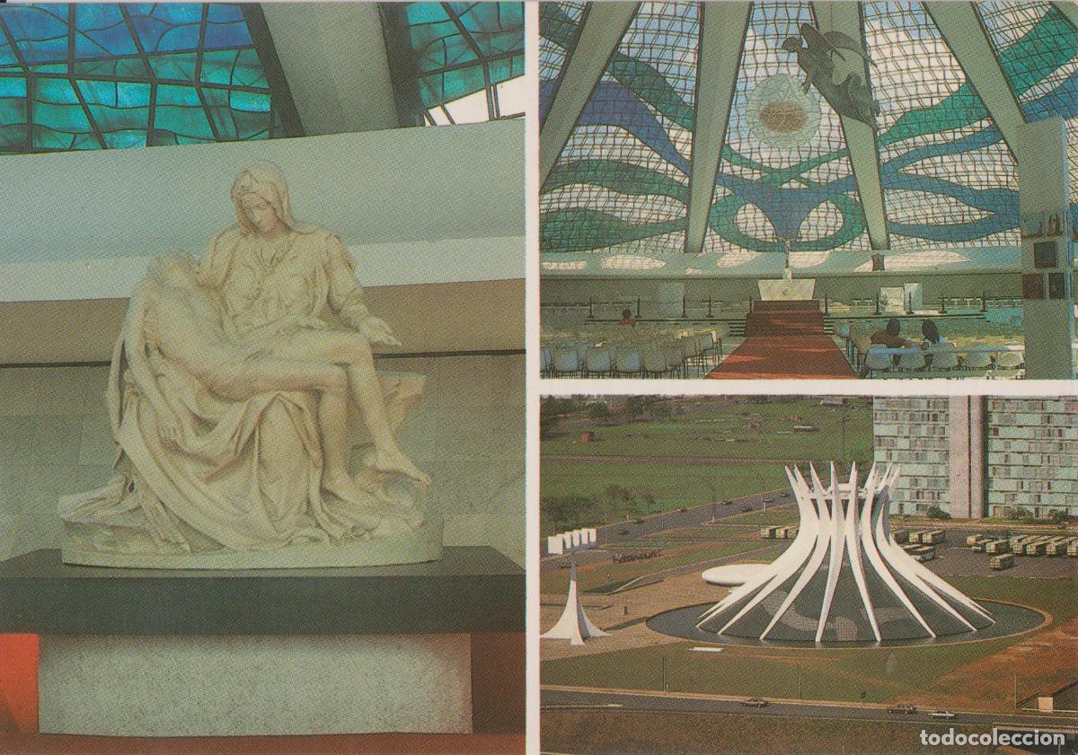 Postales: BRASIL, BRASILIA, REPLICA DE LA PIEDAD, INTERIOR CATEDRAL, CATEDRAL METROPOLI - BRASILIA LTDA. - S/C