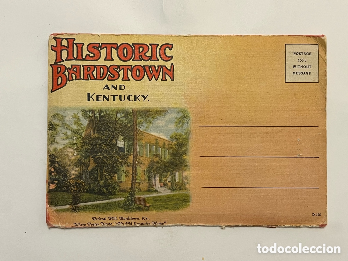 Postales: HISTORIC BARDSTOWN AND KentucKy. Published for Crume Drug Store, Bardstown, Ky., J.R.