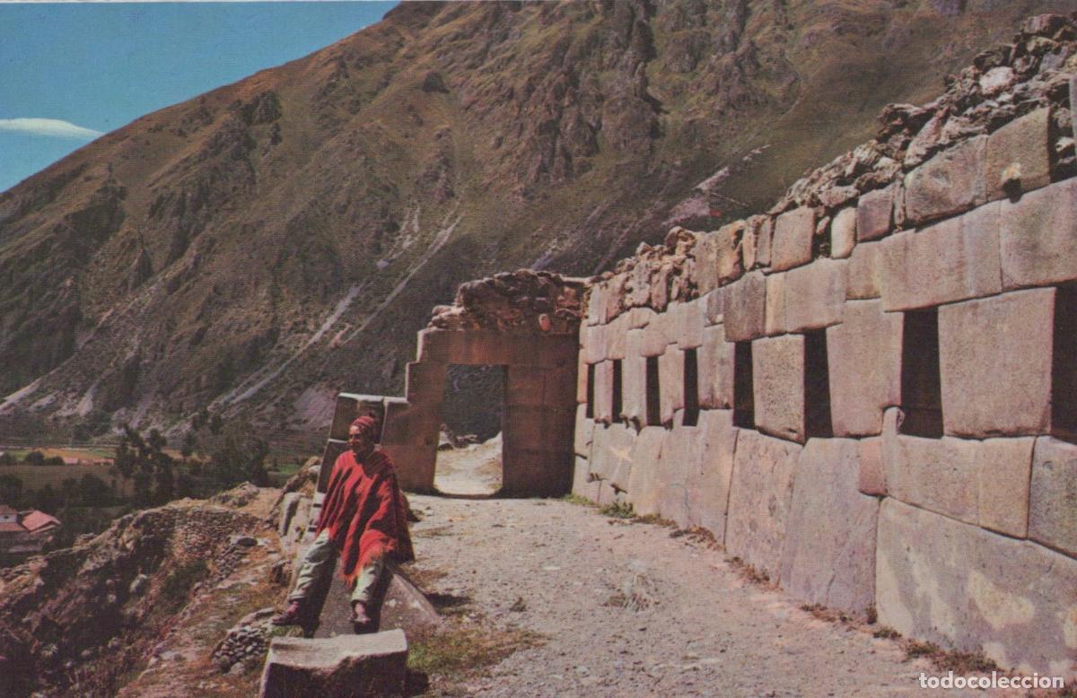Postcards: Peru Cusco Peru Ollantaytambo Inca Masonry Gate Niches People Unposted *YAK227